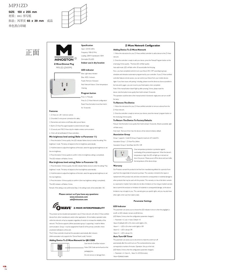 Minoston MP31ZD quick start guide Minoston MP31ZD quick start guide
