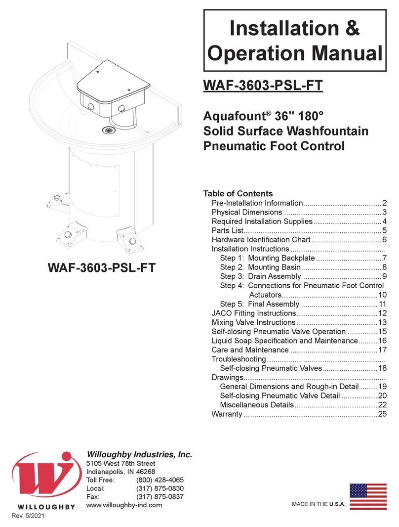 Willoughby Aquafount WAF-3603-PSL-FT Installation & operation manual Willoughby Aquafount WAF-3603-PSL-FT Installation & operation manual