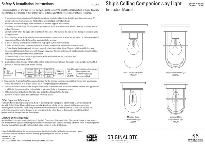 Original BTC DAVEY LIGHTING 7202 instruction manual