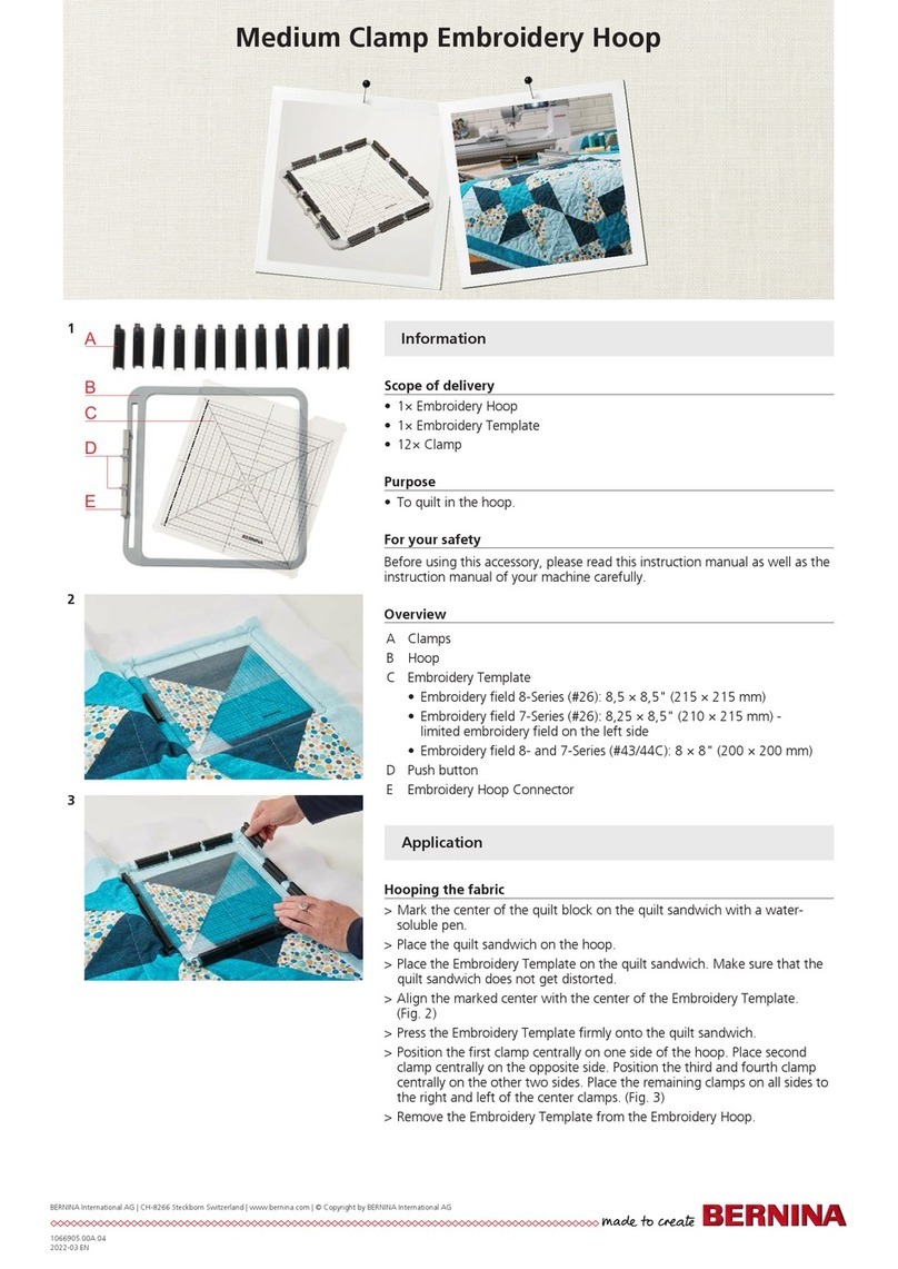 Bernina Medium Clamp Embroidery Hoop User manual Bernina Medium Clamp Embroidery Hoop User manual
