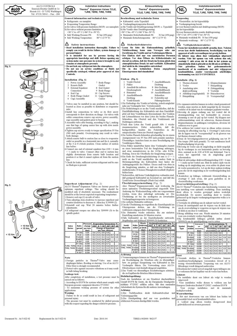 ALCO CONTROLS Thermo TCLE User manual