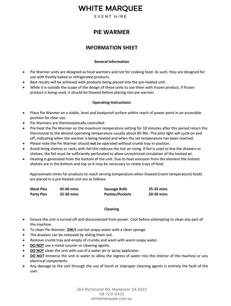 WHITE MARQUEE PIE operating instructions