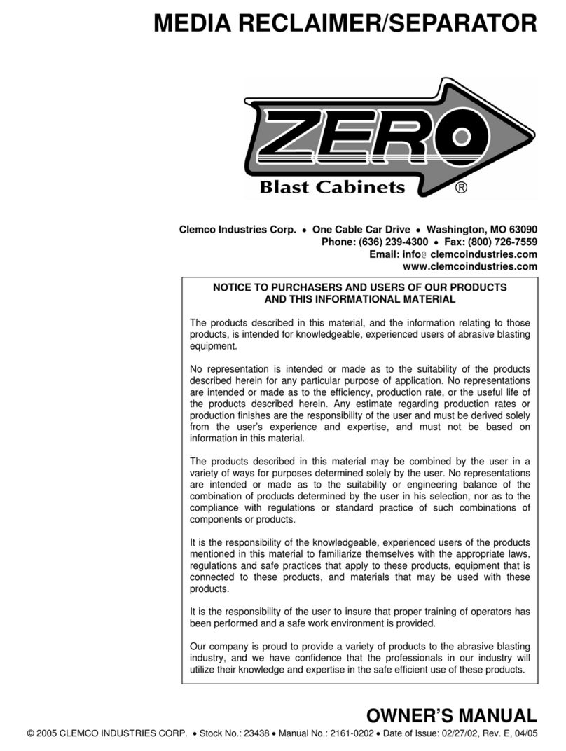Clemco ZERO Blast Cabinets User manual