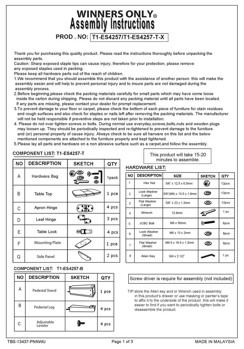 Winners Only T1-ES4257 Assembly instructions