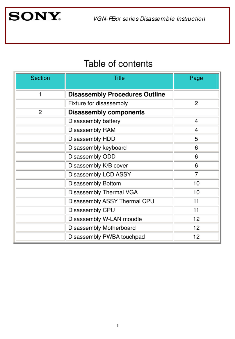 Sony VGN-FE Series Disassemble Instructions