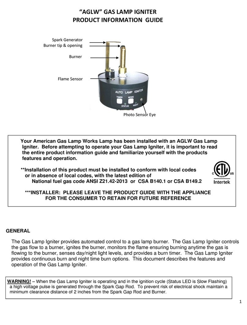 American Gas Lamp Works GAS LAMP IGNITER Product information guide American Gas Lamp Works GAS LAMP IGNITER Product information guide