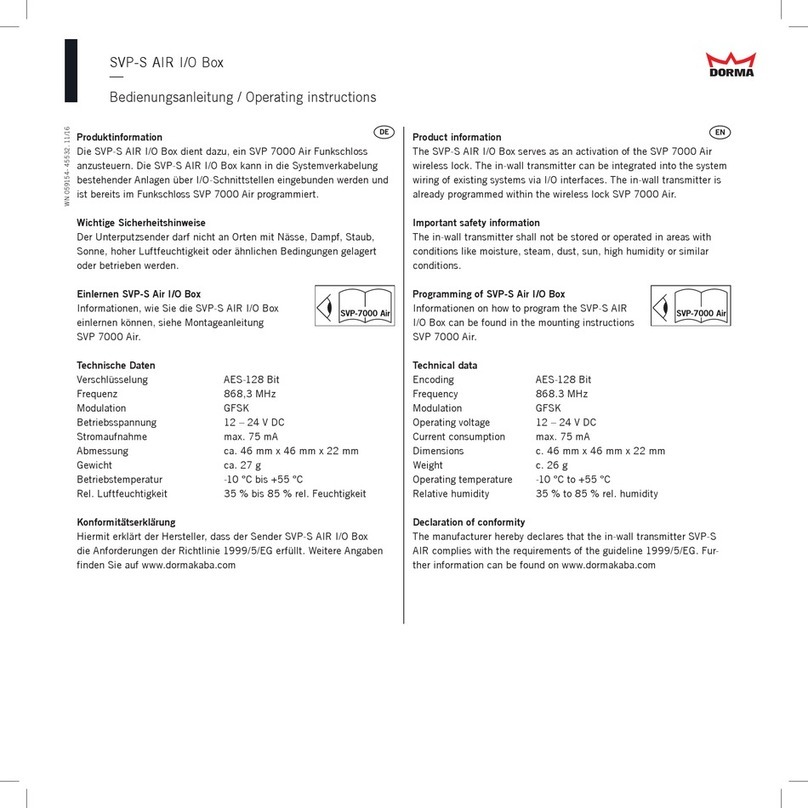 Dorma SVP-S AIR operating instructions