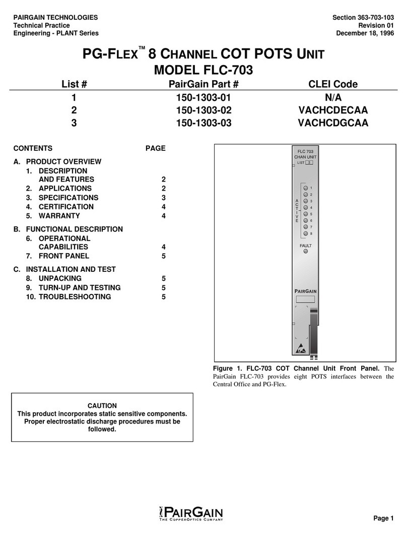 CopperOptics PairGain PG-Flex FLC-703 manual