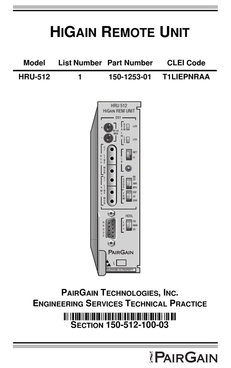 CopperOptics PairGain HiGain HRU-512 manual