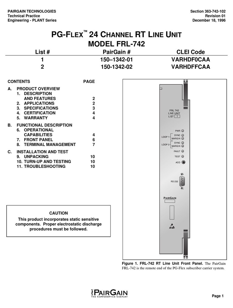 CopperOptics PairGain PG-Flex FRL-742 manual