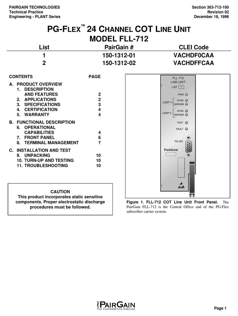 CopperOptics PairGain PG-Flex FLL-712 List 1 manual