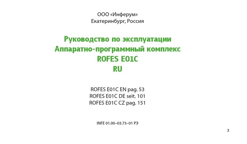 INFERUM ROFES E01C Operating and service manual