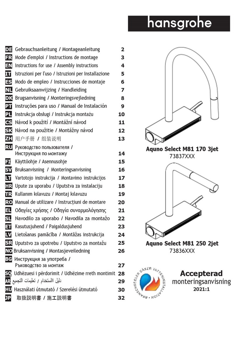 Hans Grohe Aquno Select M81 170 3jet 73837 Series Manual
