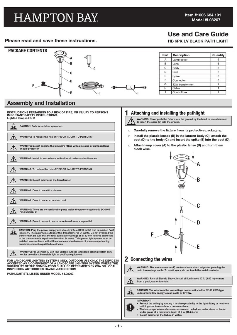 HAMPTON BAY L08207 Use and care guide HAMPTON BAY L08207 Use and care guide