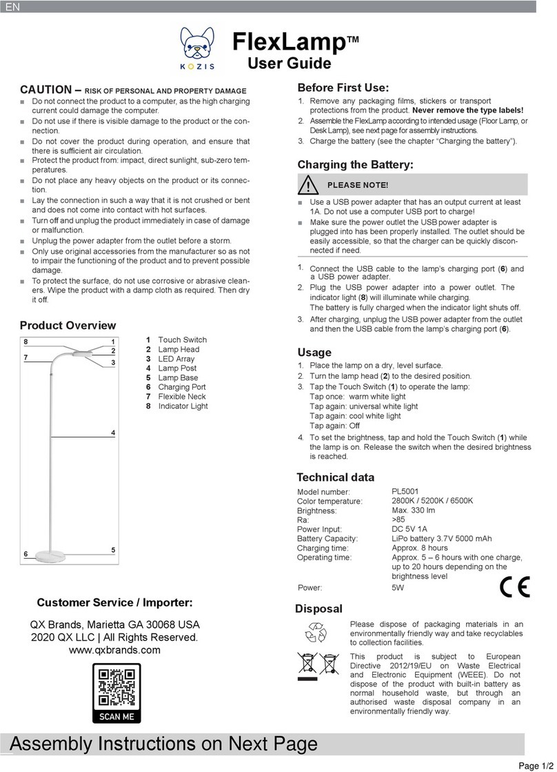 KOZIS FlexLamp PL5001 user guide