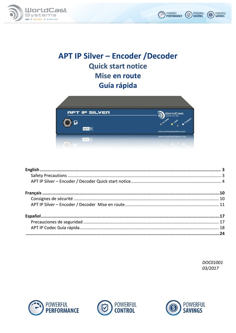 Worldcast Systems APT IP Silver Quick Start Notice