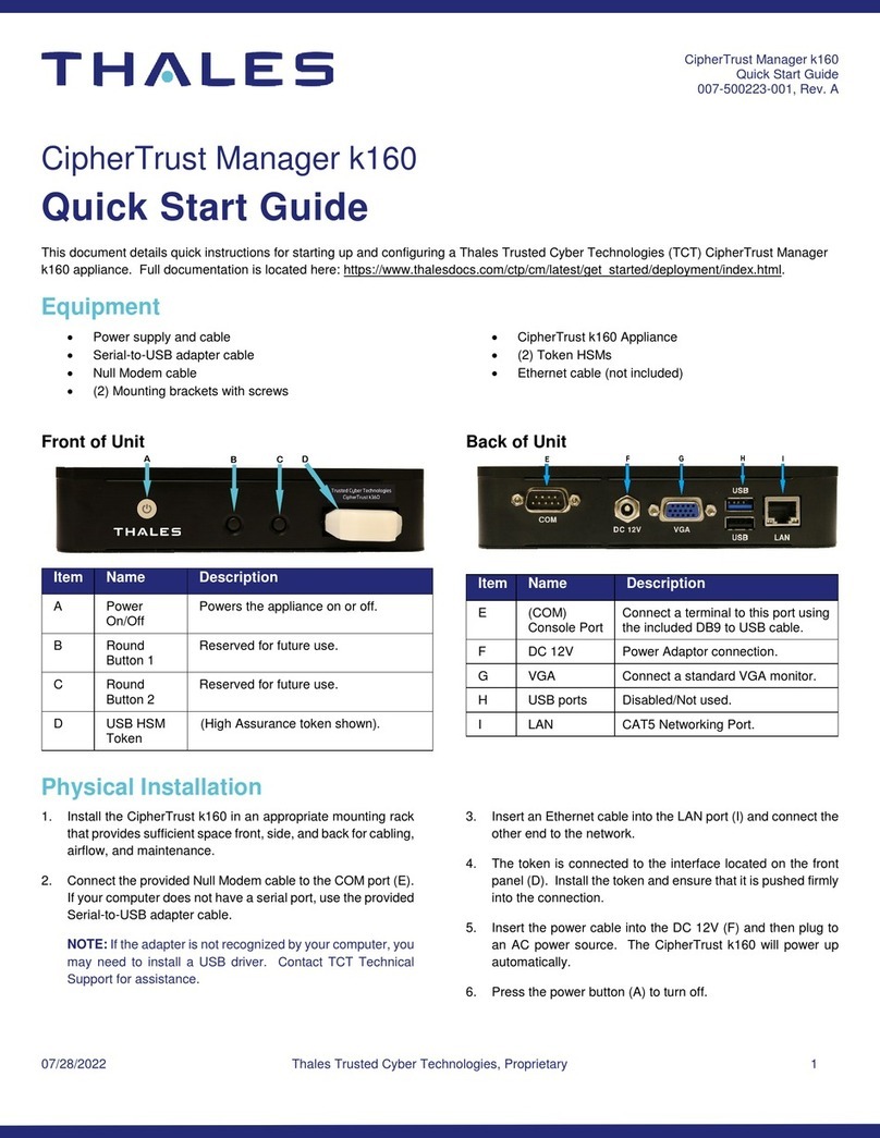 Thales CipherTrust Manager k160 User manual Thales CipherTrust Manager k160 User manual