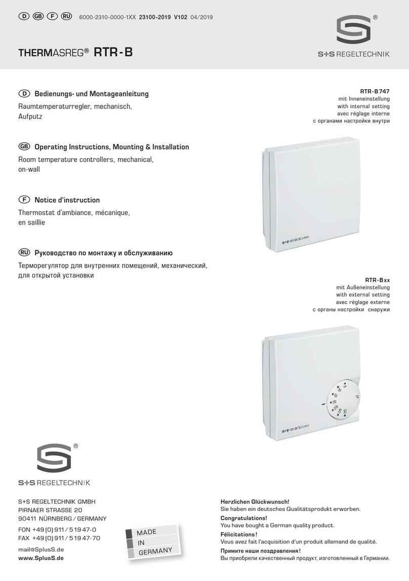 S+S Regeltechnik THERMASREG RTR-B Series Operating Instructions, Mounting & Installation