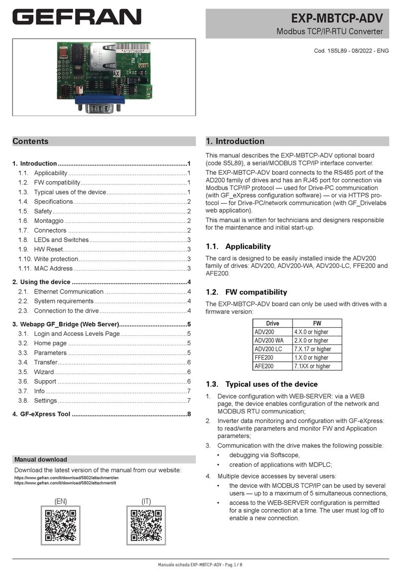 gefran EXP-MBTCP-ADV User manual