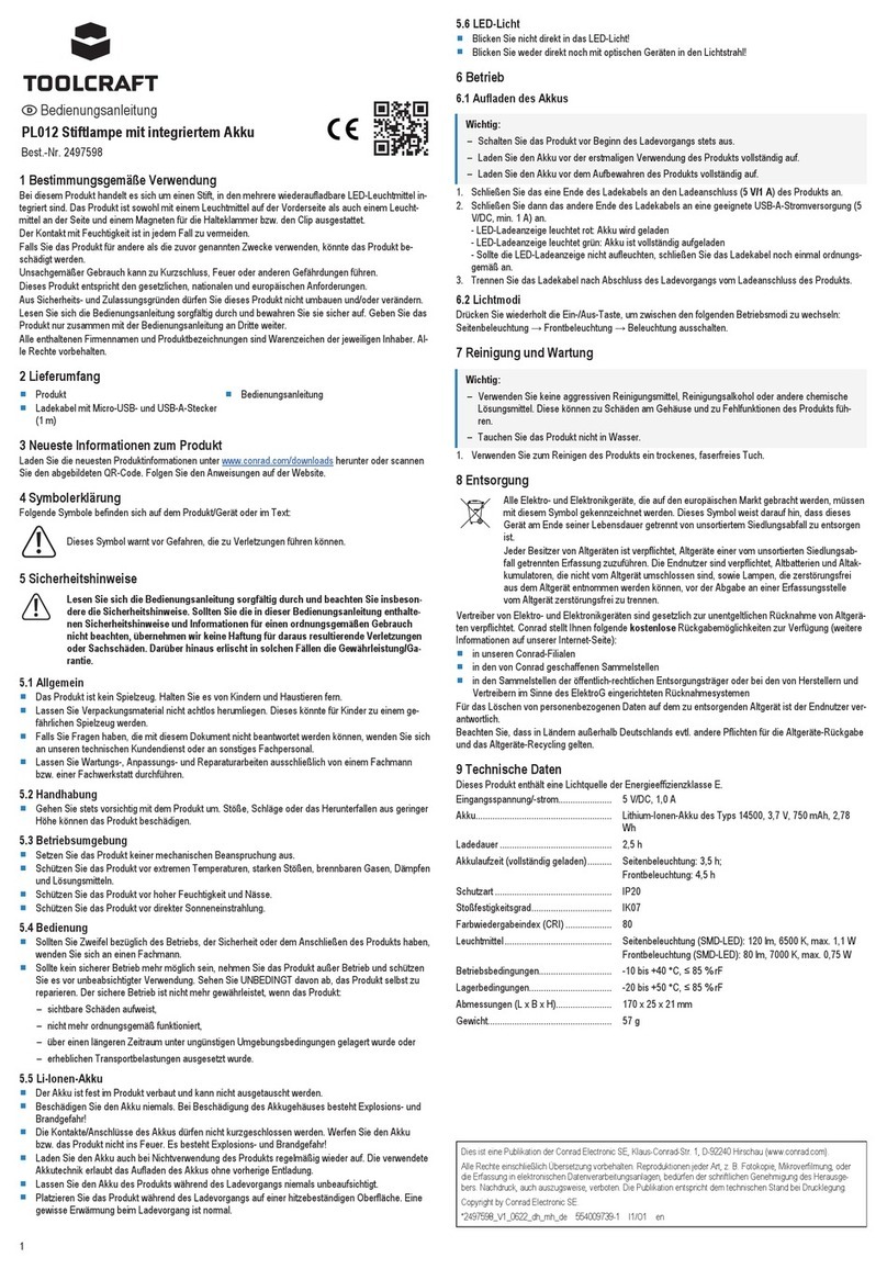 TOOLCRAFT PL012 operating instructions TOOLCRAFT PL012 operating instructions