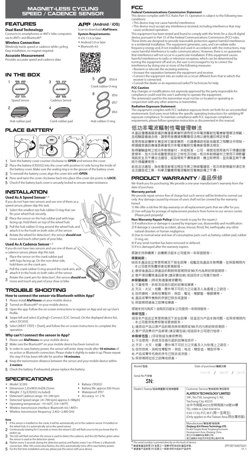 alatech SC003 manual