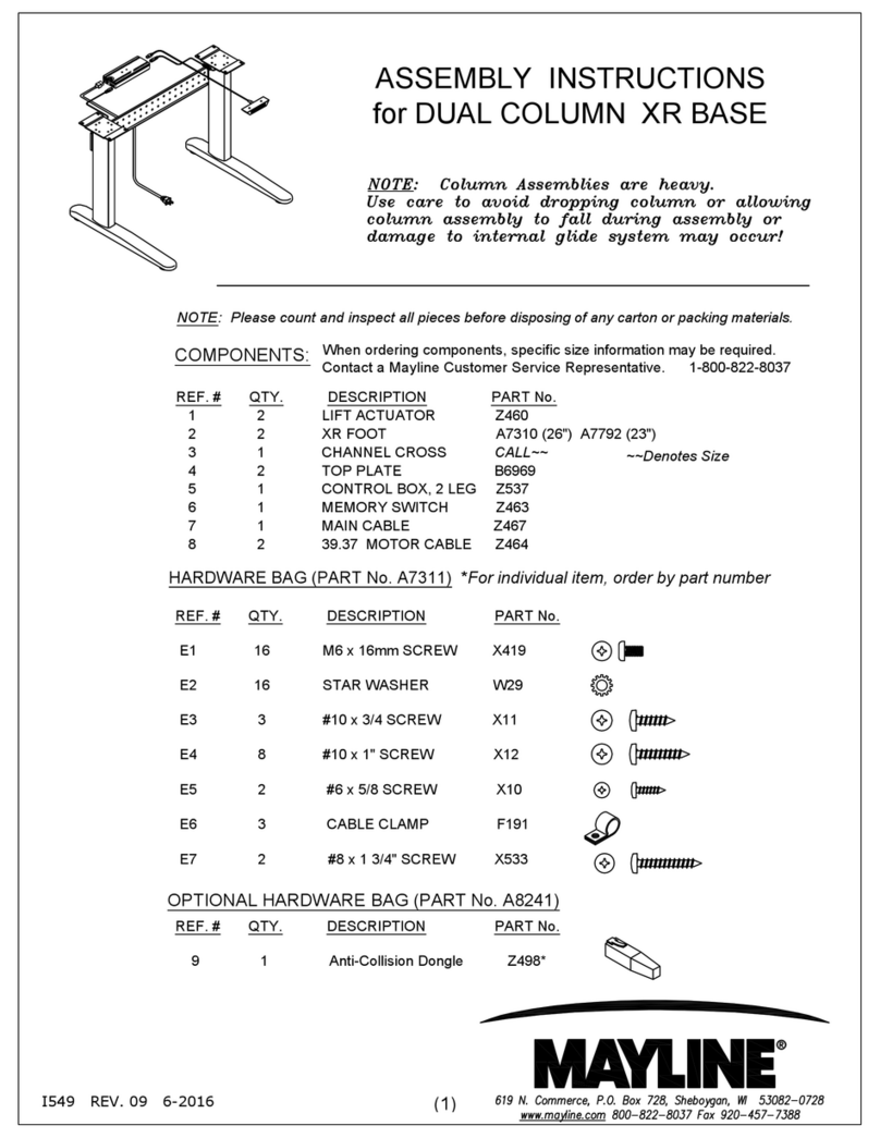 Mayline DUAL COLUMN XR BASE User manual Mayline DUAL COLUMN XR BASE User manual