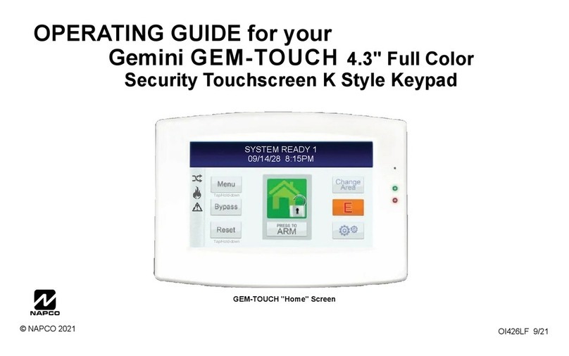 NAPCO Gemini GEM-TOUCH K Series User manual