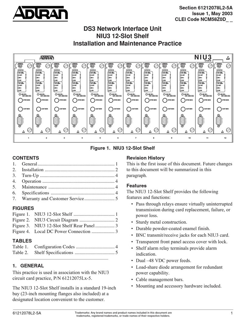 ADTRAN NIU3 Instruction Manual ADTRAN NIU3 Instruction Manual