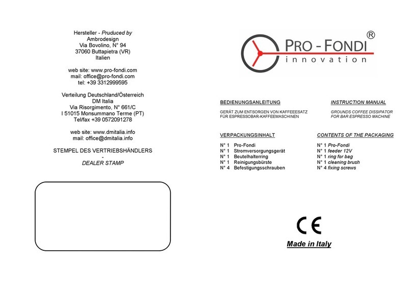 Pro-Fondi GROUNDS COFFEE DISSIPATOR FOR BAR ESPRESSO... instruction manual