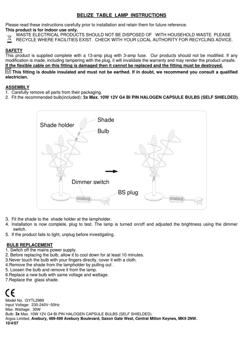 Argos BELIZE TABLE LAMP instructions