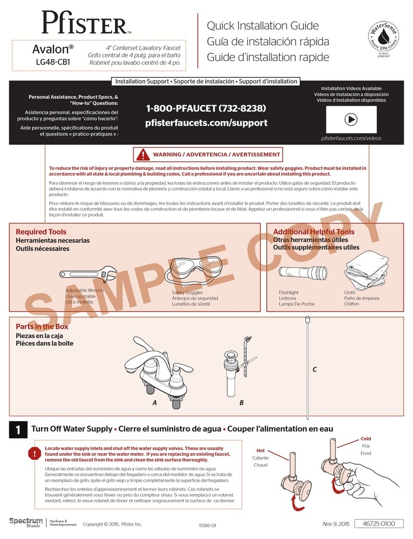 Pfister Avalon LG48-CB1 Quick installation guide