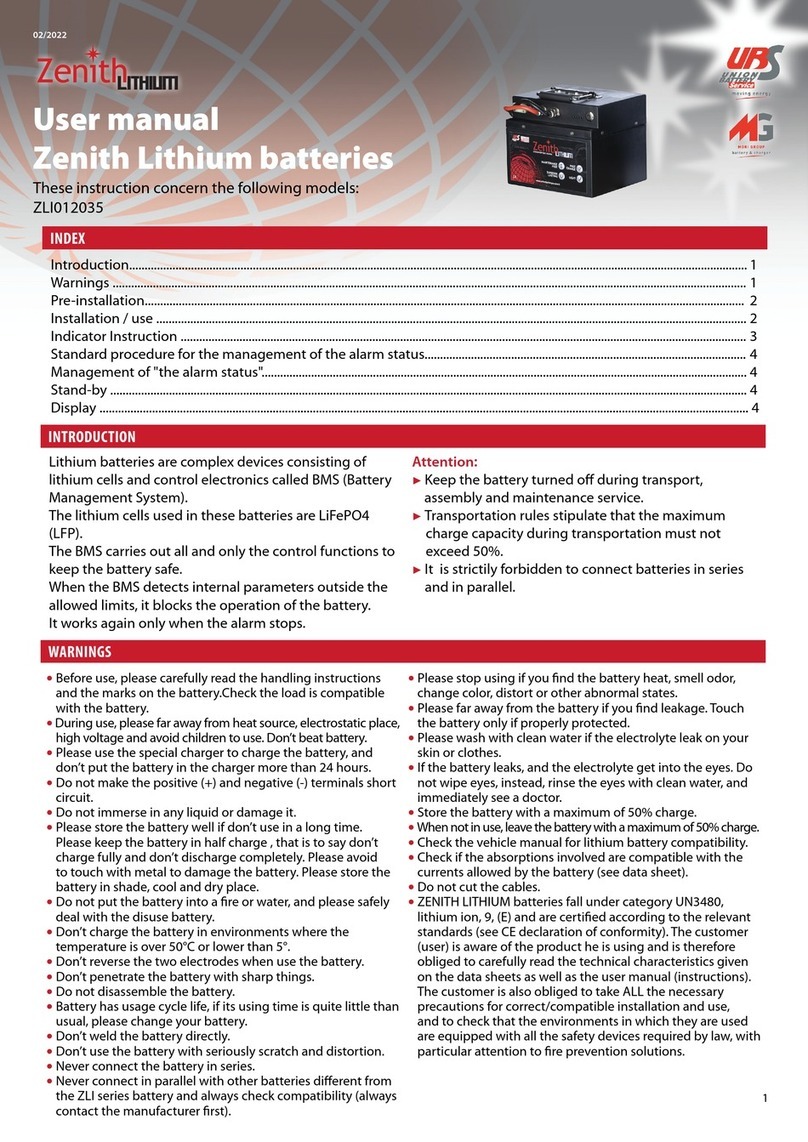 Zenith LITHIUM ZLI012035 user manual
