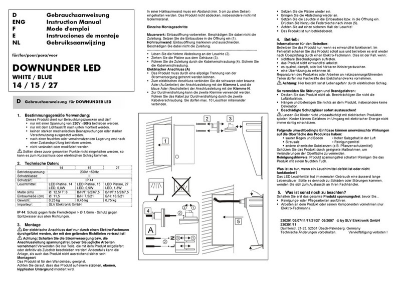 SLV DOWNUNDER LED 14 instruction manual