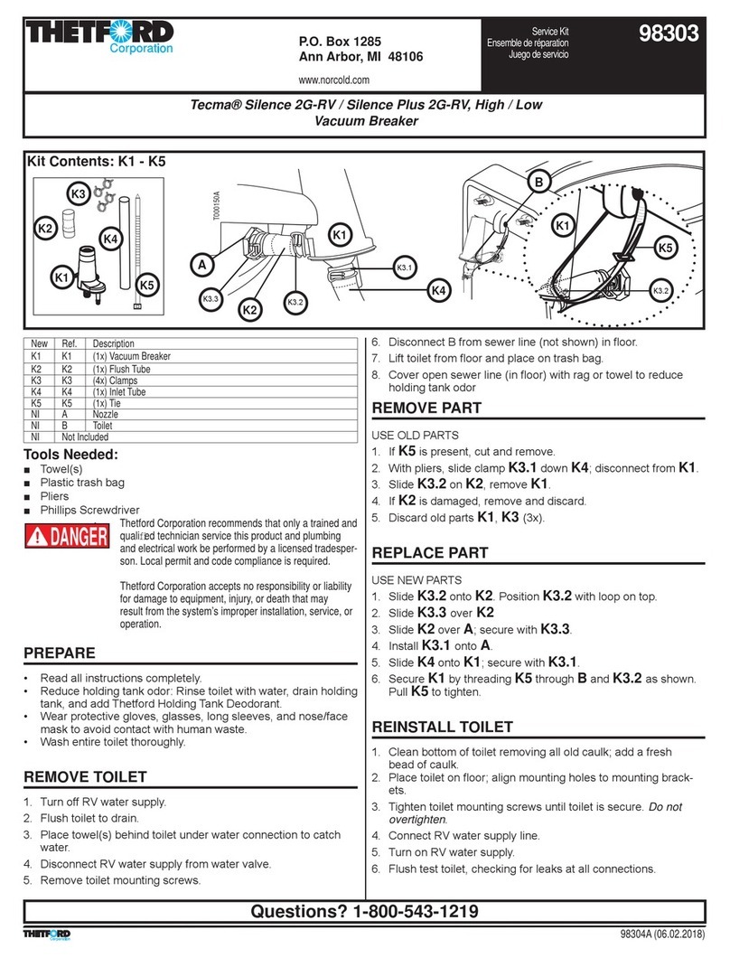 Thetford Tecma Silence 2G-RV quick start guide Thetford Tecma Silence 2G-RV quick start guide