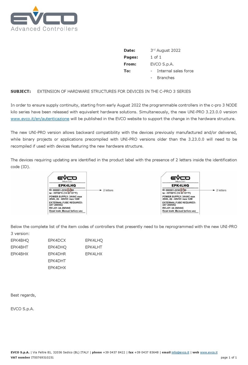 Evco c-pro 3 NODE kilo User manual