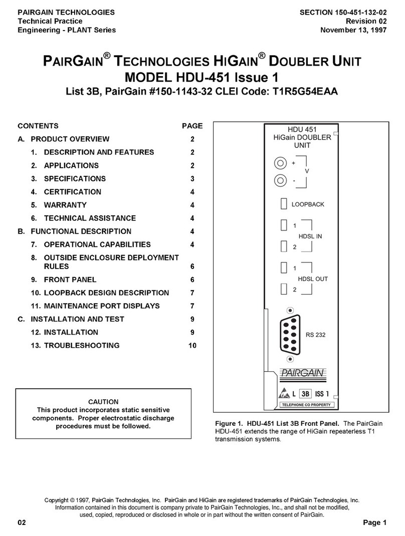 CopperOptics PairGain HiGain HDU-45 manual