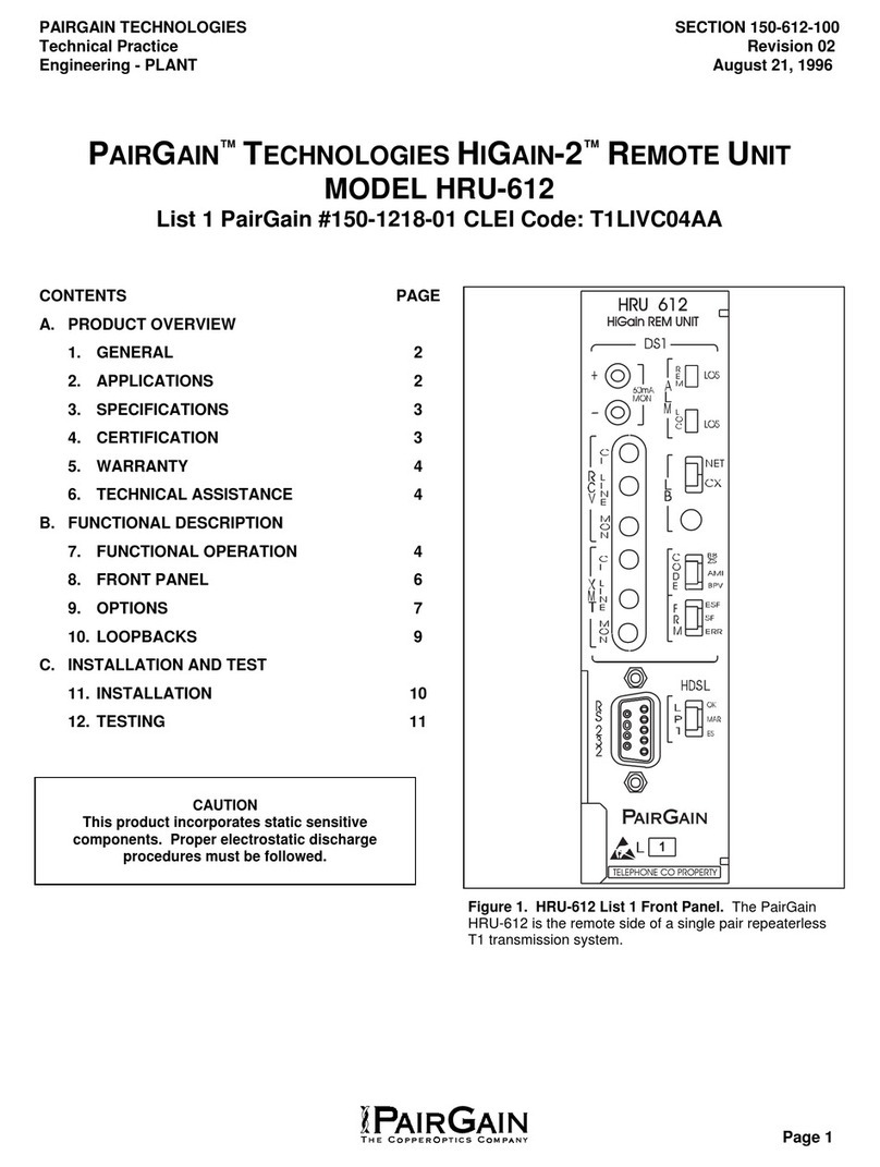 CopperOptics PairGain HiGain-2 HRU-612 manual