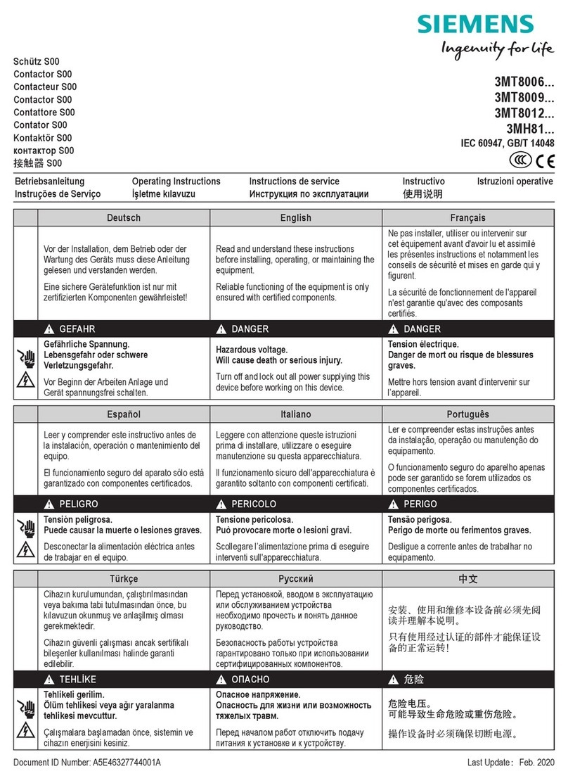 Siemens 3MT8006 Series operating instructions