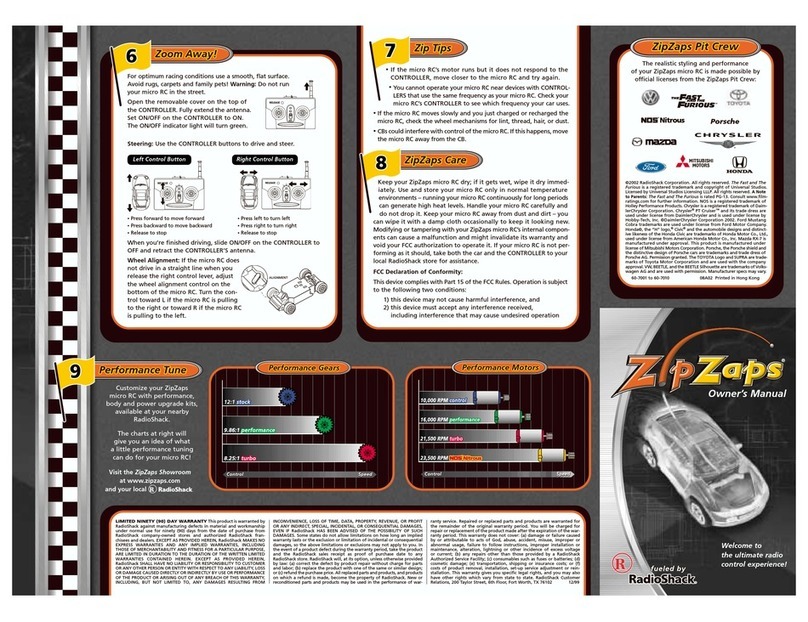 Radio Shack ZIPZaps User manual
