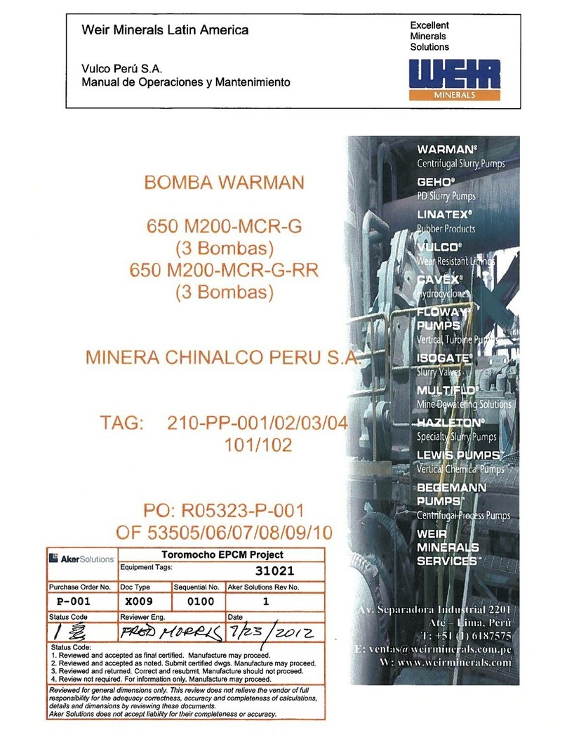 Weir Warman 650 M200-MCR-G manual