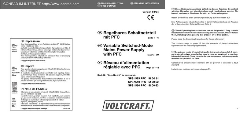 Conrad SPS 1525 PFC operating instructions