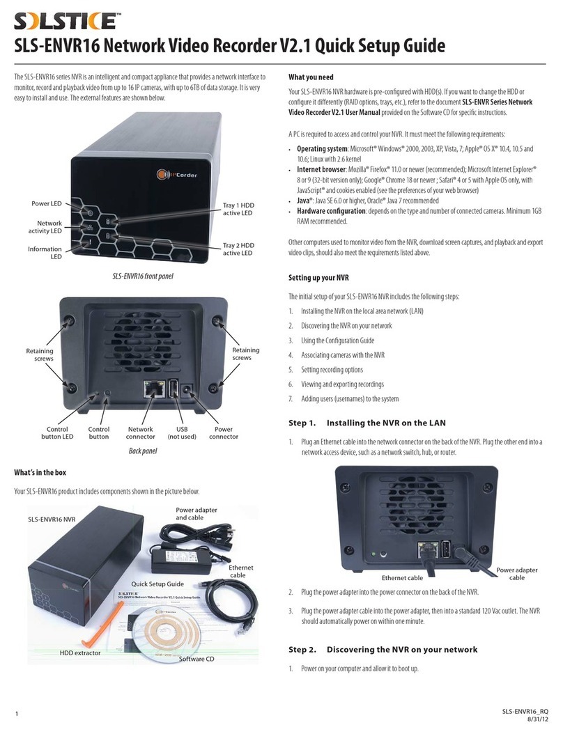 Solstice SLS-ENVR16 Quick setup guide