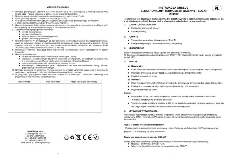 Biowin 290109 Instructions for use