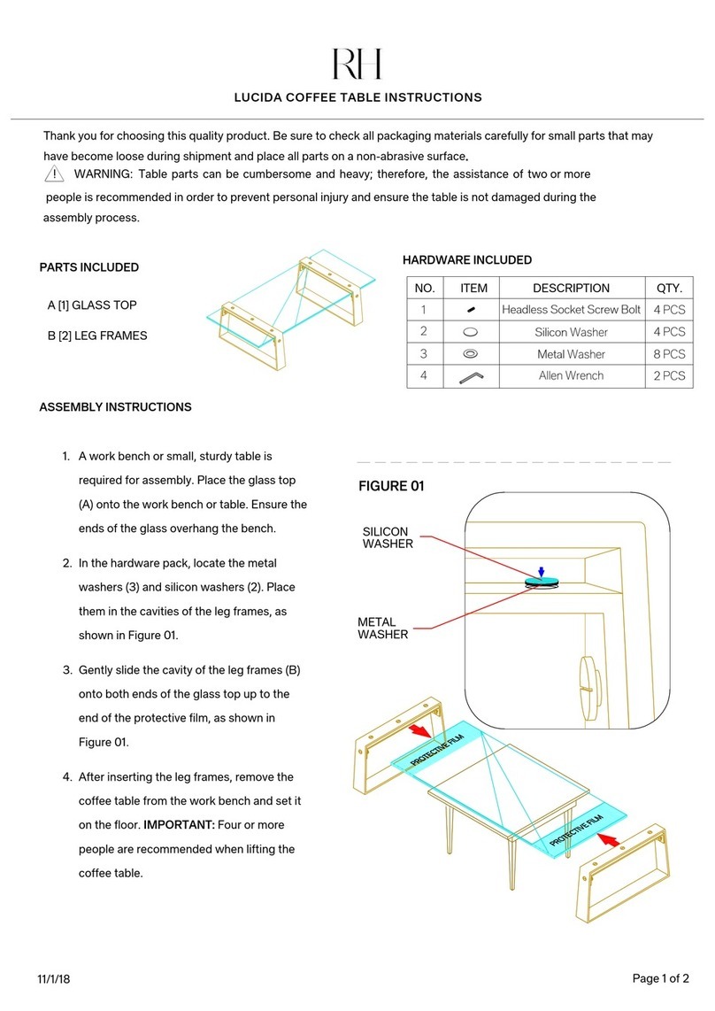 RH LUCIDA COFFEE TABLE User manual