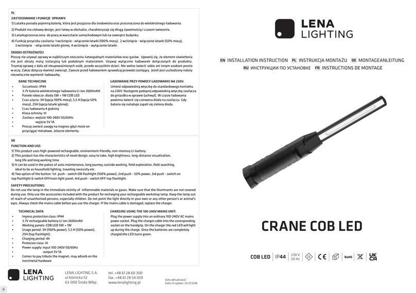 Lena Lighting Crane Cob LED Installation instruction