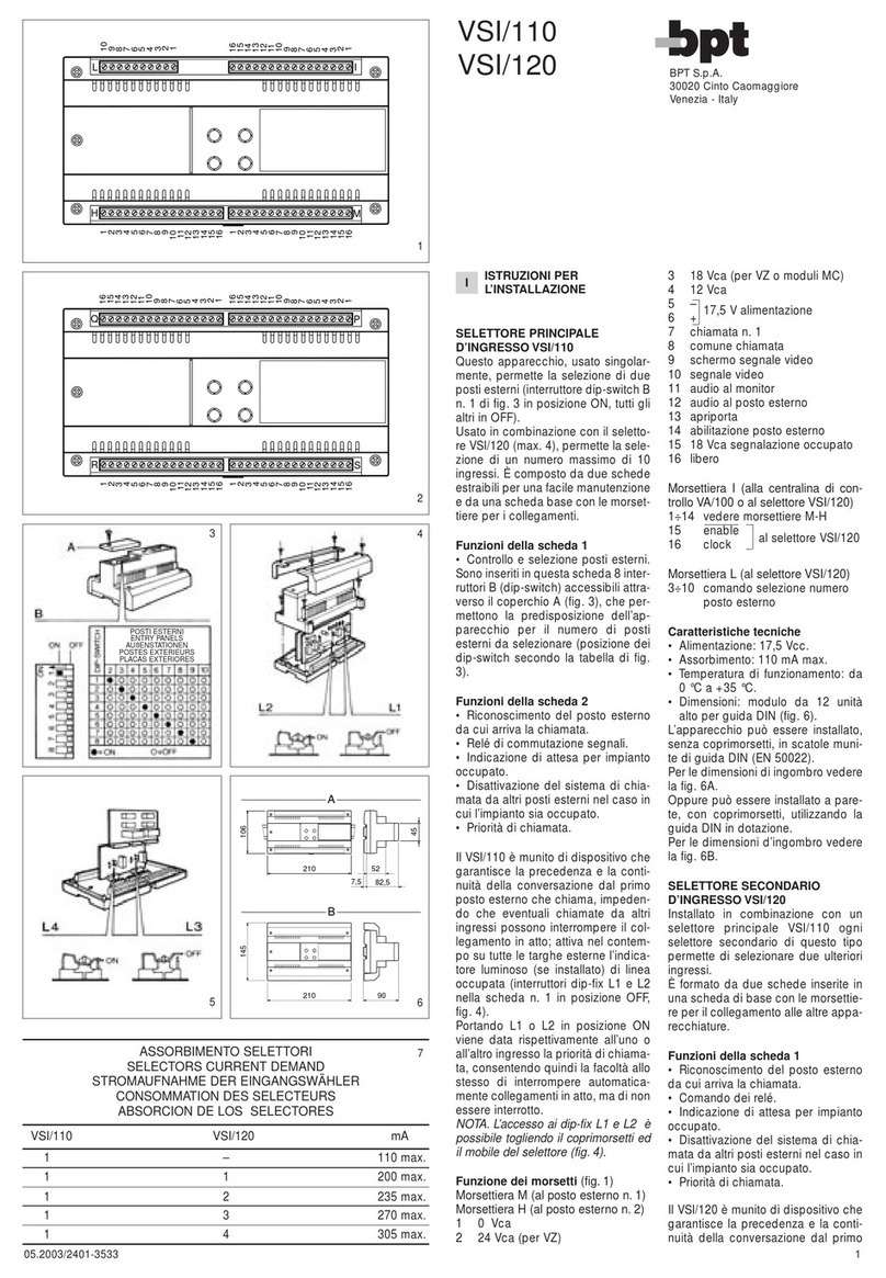 Bpt VSI/110 installation instructions