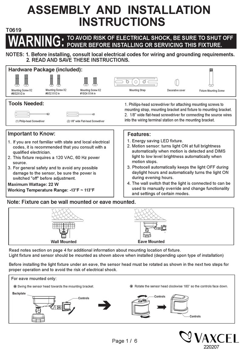 Vaxcel Zeta T0619 Assembly and installation instructions