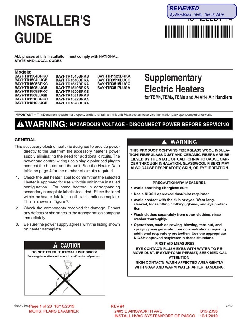 Trane BAYHTR1504BRKC Assembly instructions