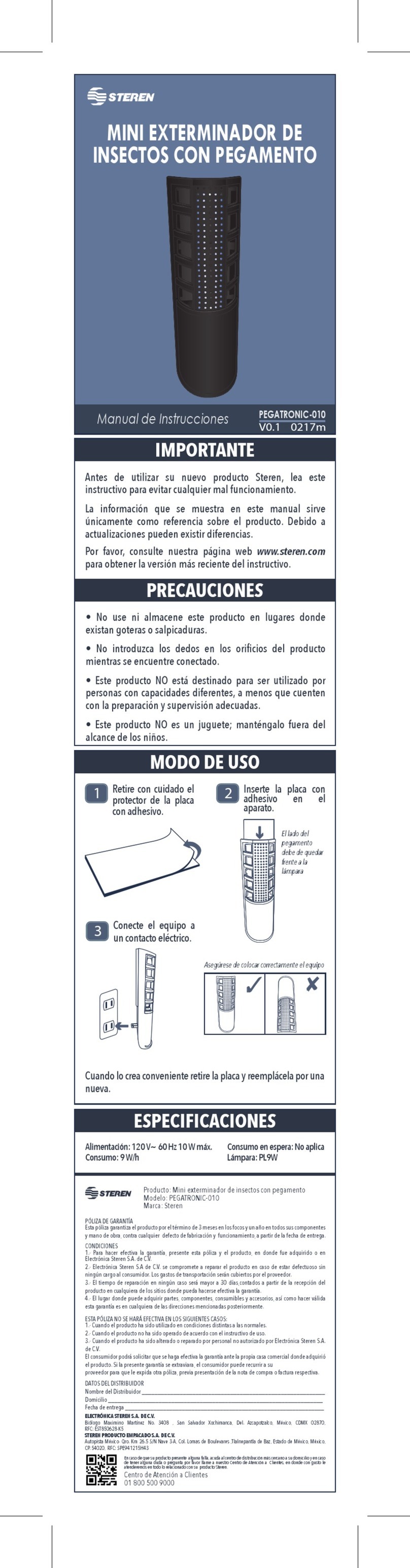 Steren PEGATRONIC-010 instruction manual