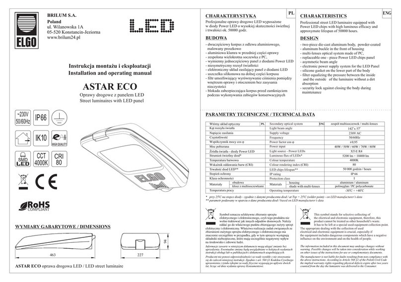 Elgo ASTAR ECO Installation and operating manual